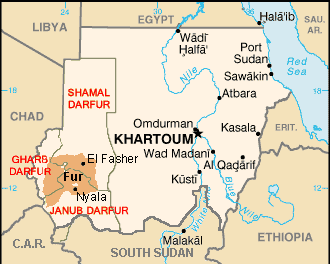 Map of the area where Fur is spoken