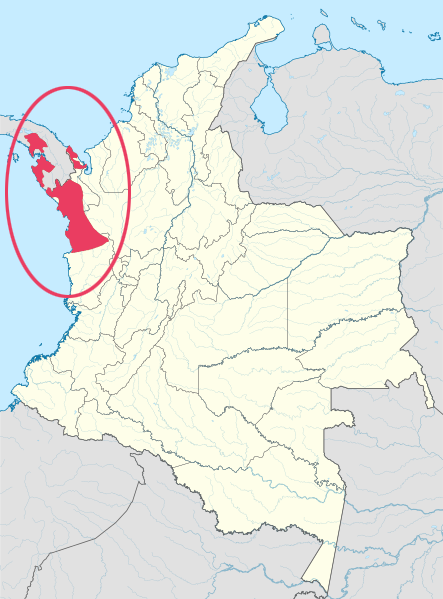 Map of the area where Northern Embera is spoken