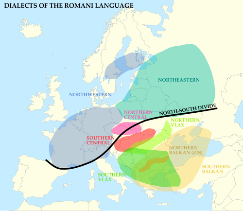 Map of the area where Romani is spoken