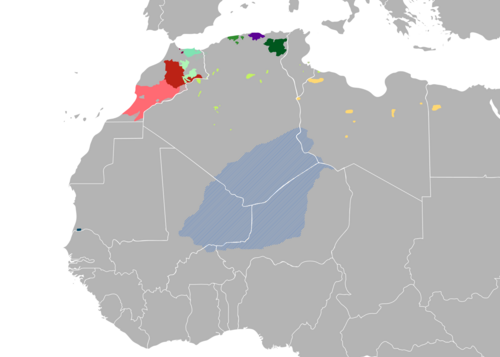 Map of the area where Zenaga is spoken