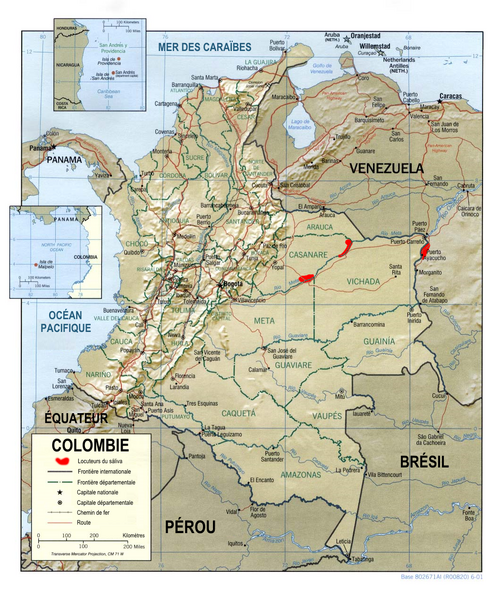 Map of the area where Saliba is spoken