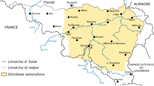 Map of the area where Walloon is spoken