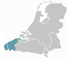 Map of the area where West Flemish is spoken