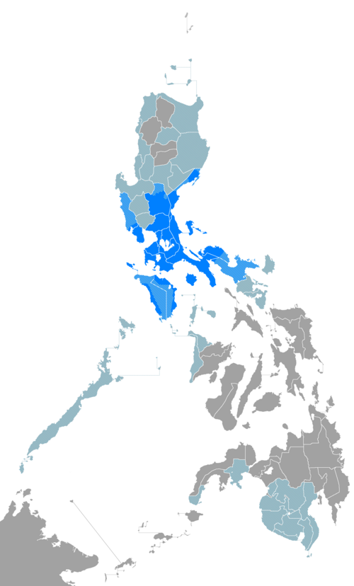 Map of the area where Tagalog is spoken