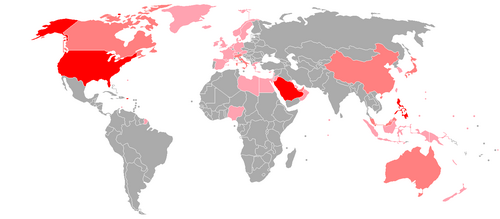 Map of the area where Filipino is spoken