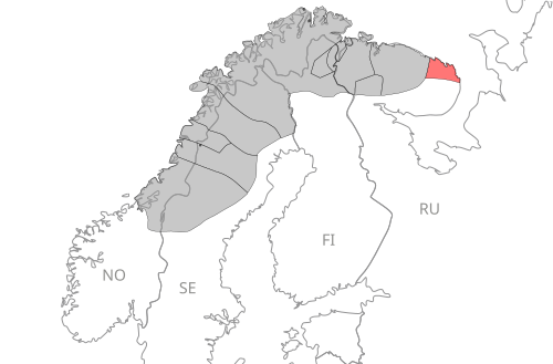 Map of the area where Ter Sami is spoken