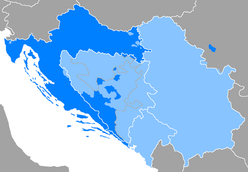 Map of the area where Croatian is spoken