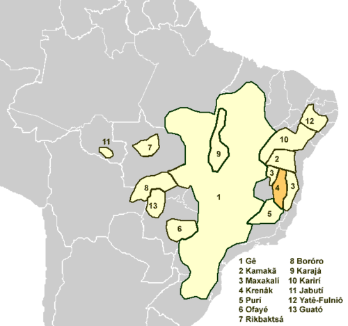 Map of the area where Krenak is spoken