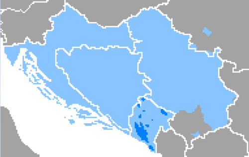 Map of the area where Montenegrin is spoken