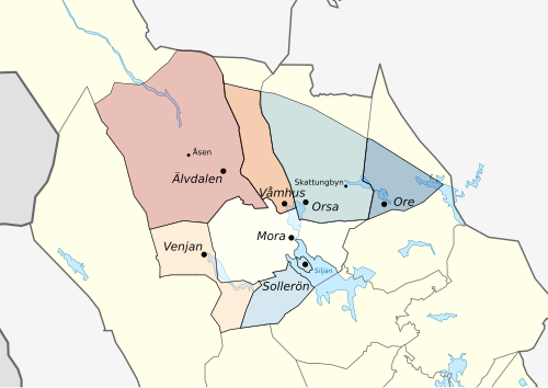 Map of the area where Elfdalian is spoken