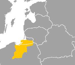 Map of the area where Old Prussian is spoken