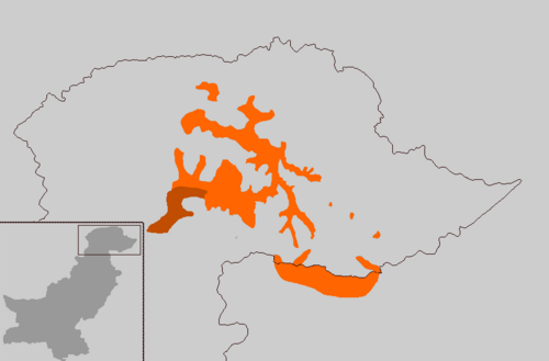 Map of the area where Shina is spoken