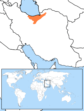 Map of the area where Mazanderani is spoken