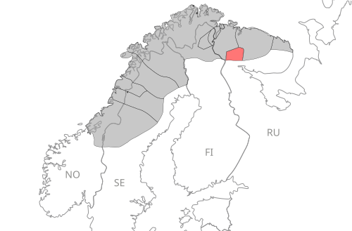 Map of the area where Akkala Sami is spoken