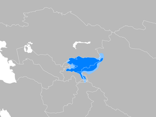Map of the area where Kyrgyz is spoken