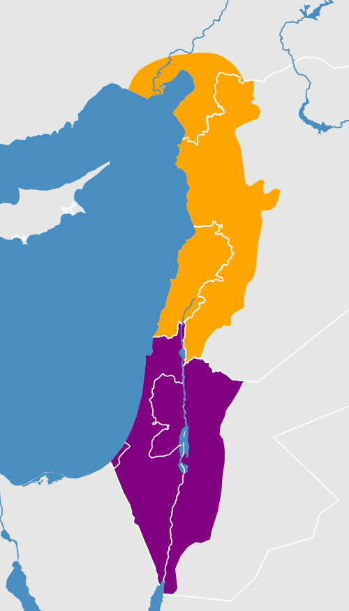 Map of the area where North Levantine Arabic is spoken