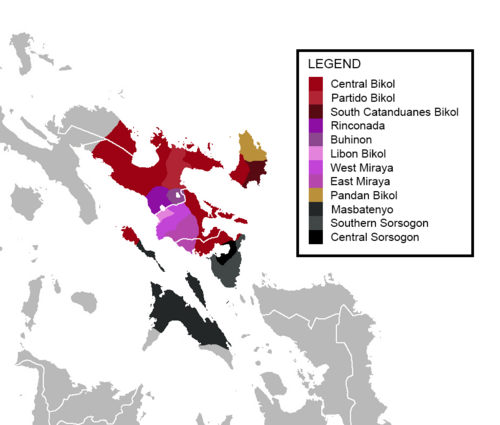 Map of the area where Bikol is spoken