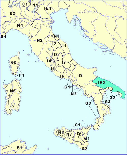 Map of the area where Messapian is spoken