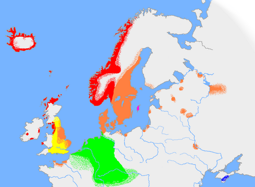 Map of the area where Old Norse is spoken