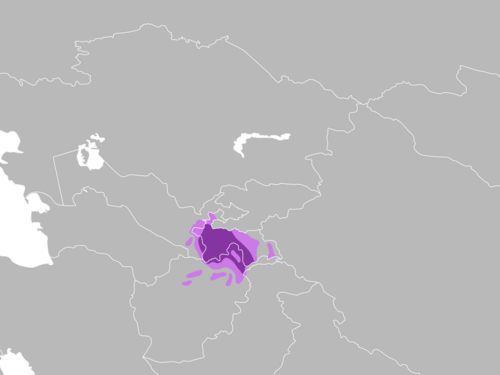 Map of the area where Tajik is spoken