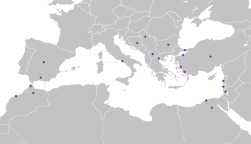 Map of the area where Judaeo-Spanish is spoken