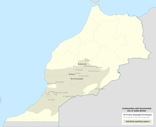 Map of the area where Judeo-Berber is spoken
