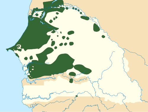 Map of the area where Wolof is spoken