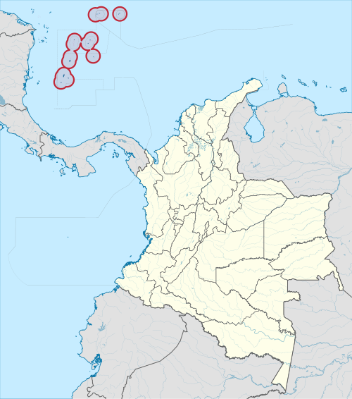 Map of the area where San Andrés–Providencia Creole is spoken
