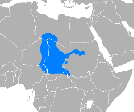 Map of the area where Chadian Arabic is spoken