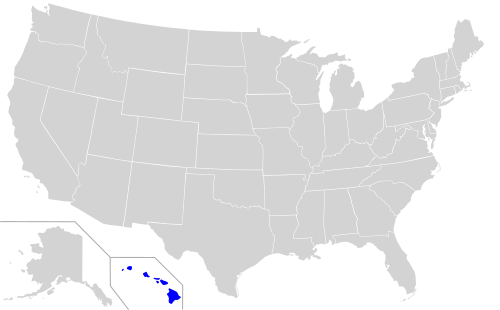 Map of the area where Hawaiian is spoken