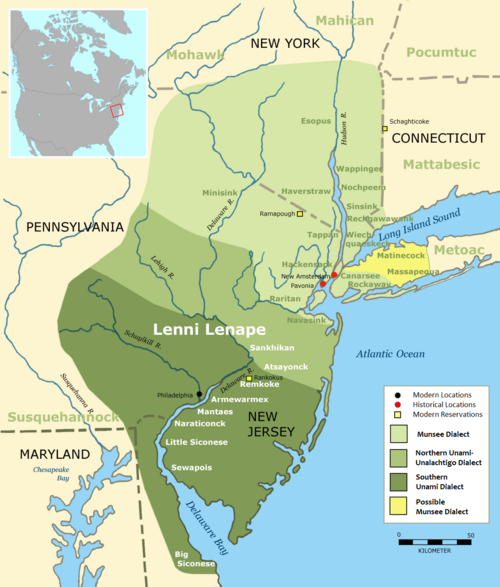 Map of the area where Unami is spoken