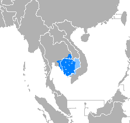 Map of the area where Khmer is spoken
