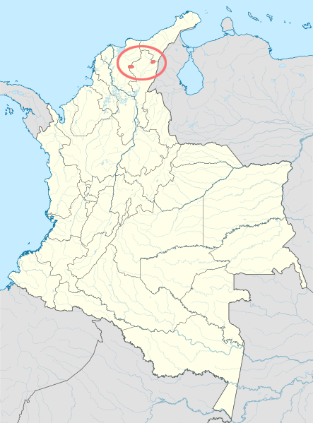 Map of the area where Chimila is spoken