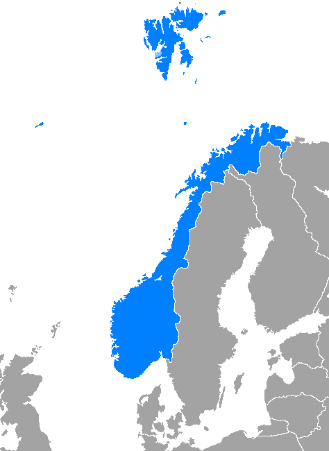 Map of the area where Norwegian is spoken