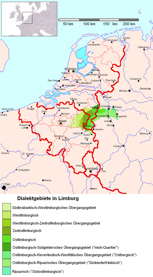 Map of the area where Limburgish is spoken