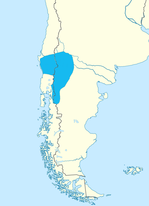 Map of the area where Mapudungun is spoken