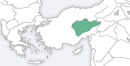 Map of the area where Cappadocian Greek is spoken