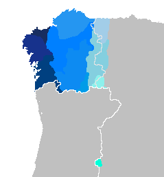 Map of the area where Galician is spoken