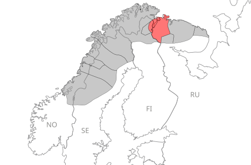 Map of the area where Skolt Sami is spoken
