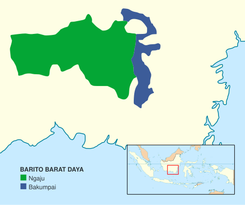 Map of the area where Ngaju is spoken