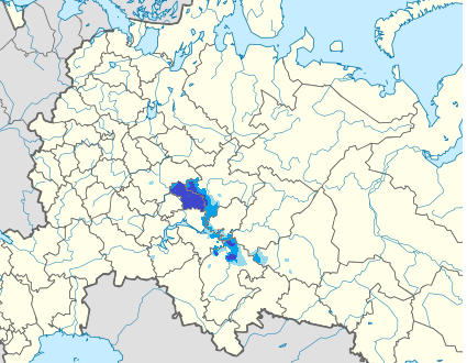 Map of the area where Mari is spoken