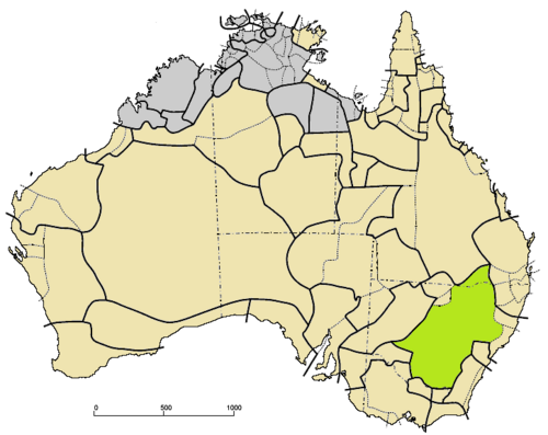 Map of the area where Wiradjuri is spoken