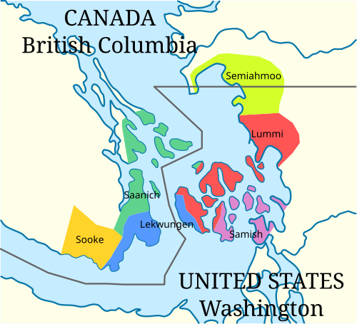 Map of the area where North Straits Salish is spoken