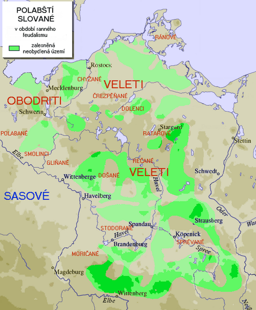 Map of the area where Polabian is spoken