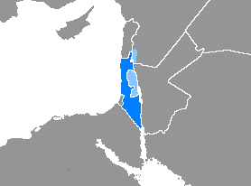 Map of the area where Hebrew is spoken