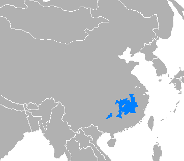 Map of the area where Gan Chinese is spoken