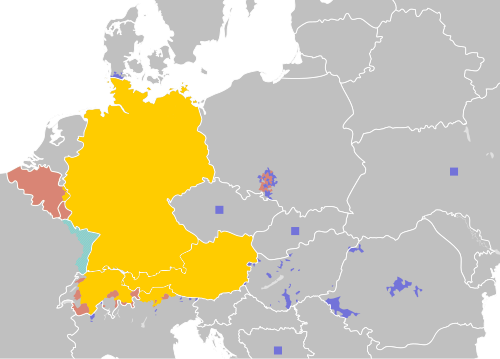 Map of the area where German is spoken