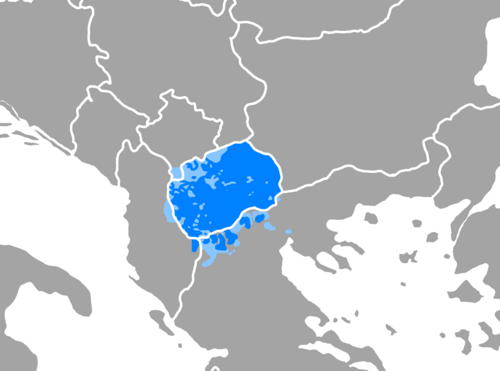 Map of the area where Macedonian is spoken