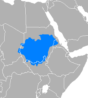 Map of the area where Sudanese Arabic is spoken