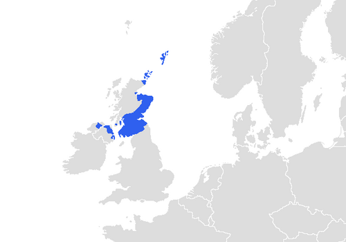 Map of the area where Scots is spoken